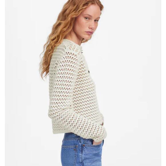 NWT Madewell Open-Stitch Crewneck Sweater In Lighthouse Size Large - Picture 3 of 7